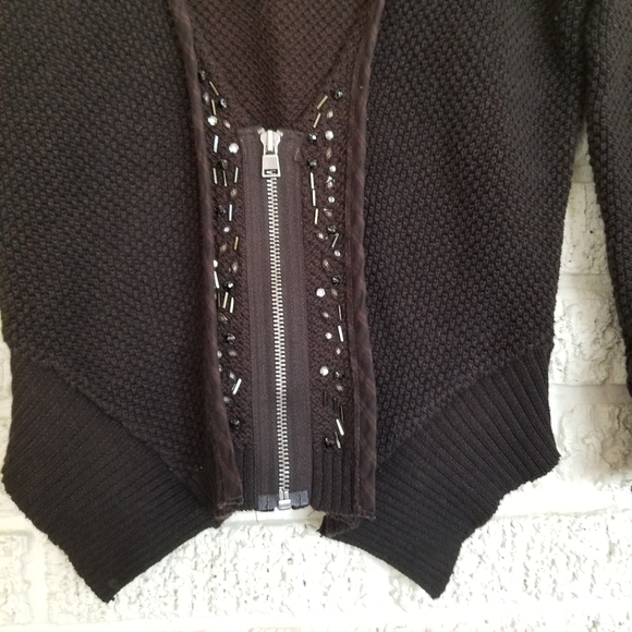 Free People Half Zipped Beaded Cropped Cardigan - Picture 4 of 6